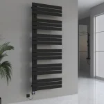 Elektrikli banyo radyatörü, havlu radyatörü, siyah ELANOR - yan tarafı açık